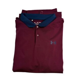 Under Armour Men's Burgundy Polo Shirt Thin Navy Blue Stripe Sz 3XL NWOT